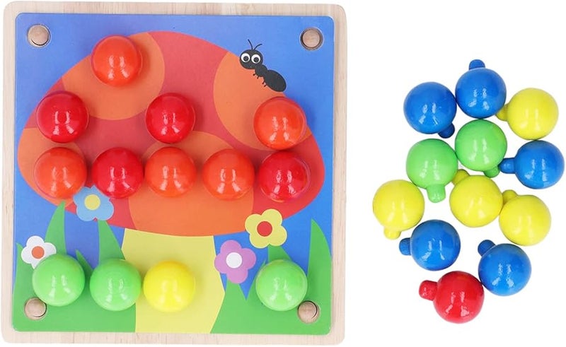 Mushroom Nail Puzzle Board Art Toy with 25 Beads 10 Pattern Cards for Kids Age 3 - Image 4